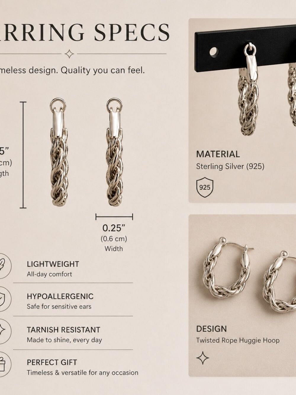 Silver Hoop Earrings Women Jewelry - Picture 5 of 5